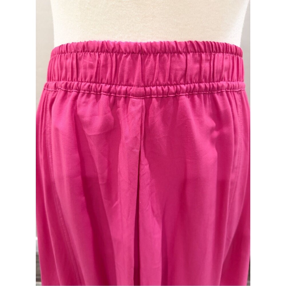 DKNY Handkerchief Hem Mixed Media Pull On Elastic Waist Maxi Skirt Pink XL NEW - Picture 12 of 16
